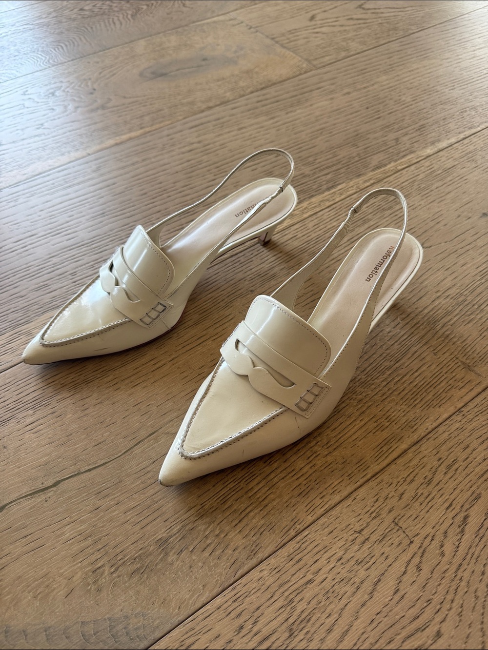 Reformation Mercy white Slingback Loafers